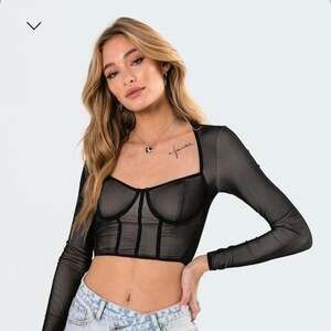 Edikted Women's Long Sleeve Mesh Corset Crop Top Size Small